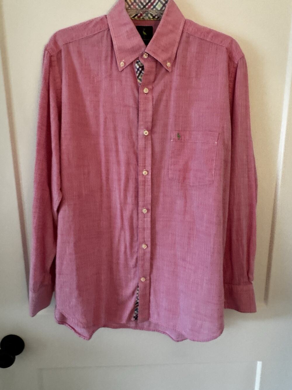 Tailorbyrd Cotton LS Button Up Shirt Pink Flip Cuffs Sz L Preppy Resort Office